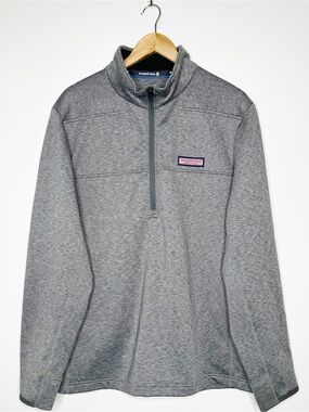 Vineyard Vines Men’s Heather Gray Martha’s Vineyard 1/4 Zip Pullover Large